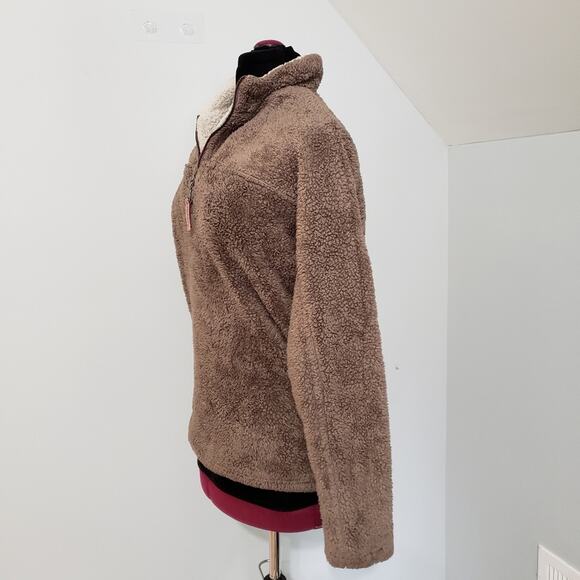 True Grit Sherpa Collared Soft Quarter Zip Front Pullover Long Sleeves Jacket - Picture 5 of 11